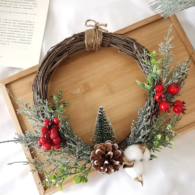 Christmas decoration pine cone twig wreaths front door hanging wall window table decoration Christmas