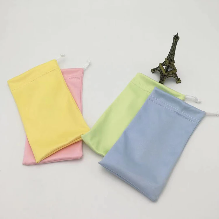Custom Full Color Printing Microfiber Eyeglasses/ Sunglasses Soft Drawstring Bag
