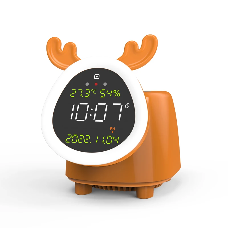 Deer-shaped Design Alarm Clock Perpetual Calendar Display USB Powered Colorful Atmosphere LED Night Light BT Speaker Music Lamps