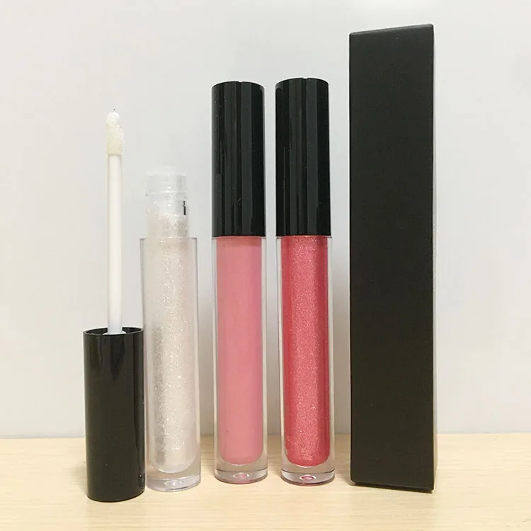 
Ready to ship 50 pieces moq glitter lip gloss private label shiny lip gloss with tube and packaging 