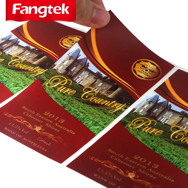 Custom  printing red wine bottle logo stickers beer waterproofadhesive printing gold foil  bottle labels beer labels for wine