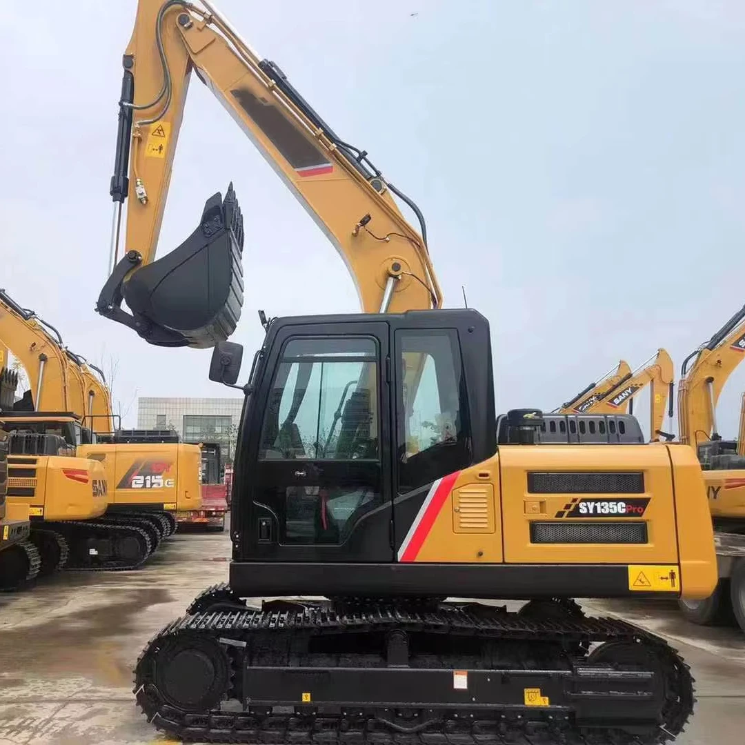 New generation super hydraulic excavator SY135C 0.6 cbm bucket capacity for earthwork digger in stock
