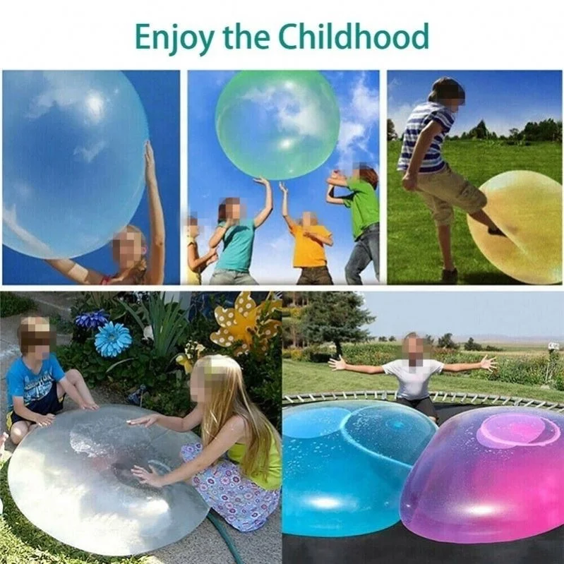 Kids Bubble Ball Balloon Blowing Transparent Bubble Inflatable Ball Games Toys Baby Shower Water Filled Bubble Ball Toy Gifts
