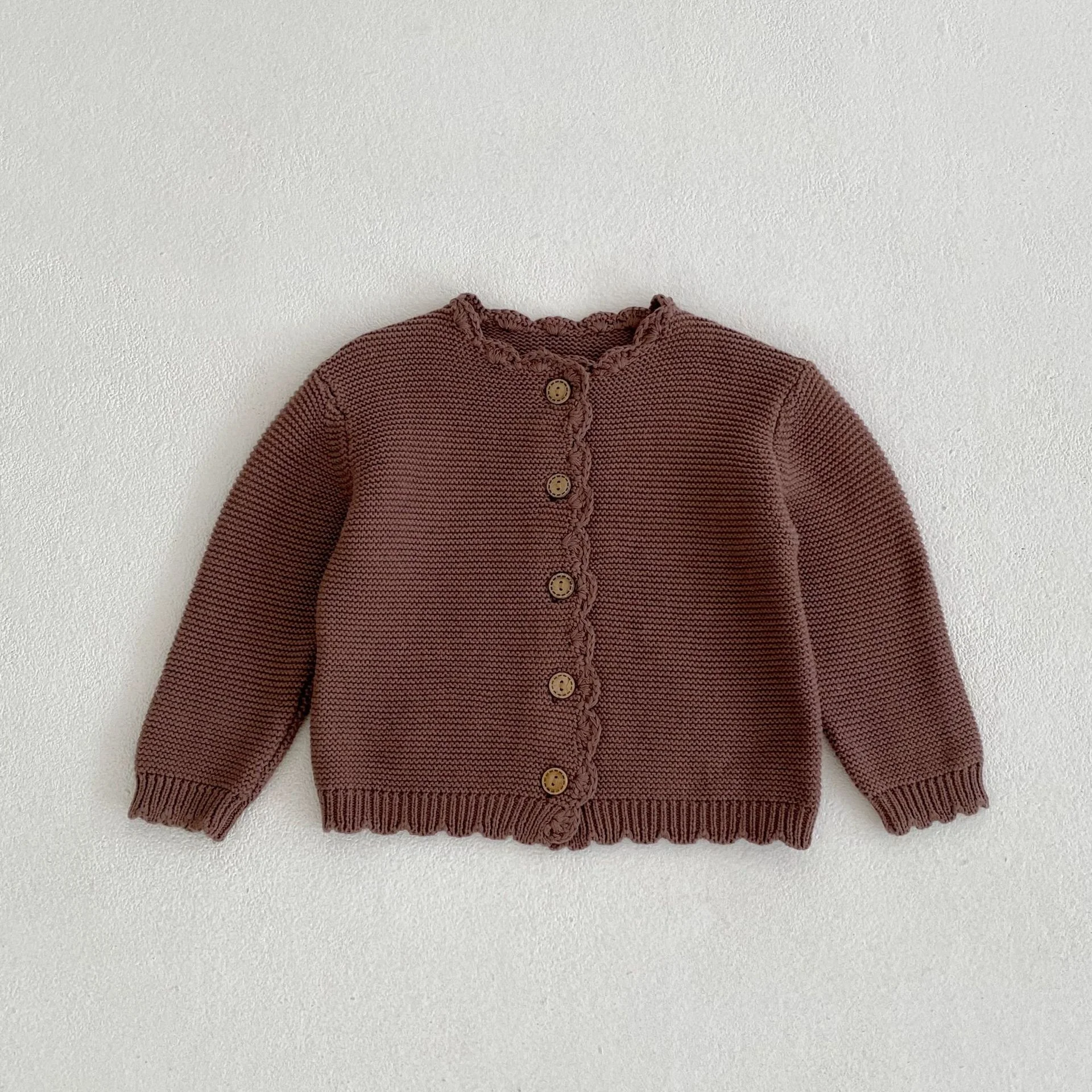 ODM OEM Kids Button Down knitted Patterns children Baby Sweater Lace Heavy Gauge Cardigan Sweater For Baby