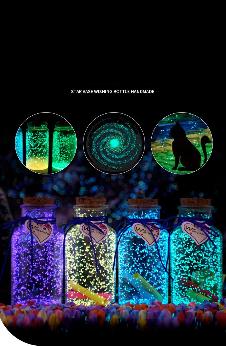 Glow in Dark Sand Photoluminescent Gravel Fluorescent Grain Set for Glass Decor Graffiti Luminous Art Pigment