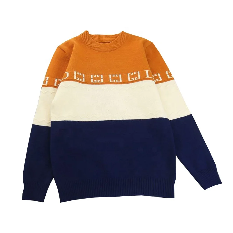 
B60395A Manufacturers direct 2019 new boys sweater spring and autumn pullover color matching knitwear 
