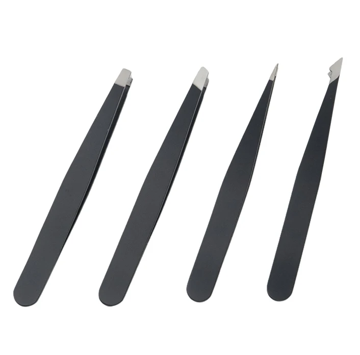 Slanted Eyebrow Tweezers for Beauty China Wholesale Anti Static Black Bag Steel Stainless Packing Cosmetic Tool Color Material