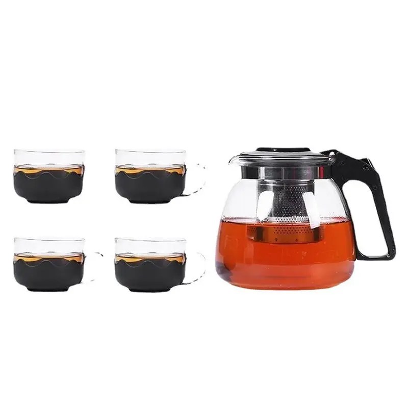 2024 Teapot 5-piece set of heat-resistant glass teapot filter health tea kettle set of flower brewing device tea set