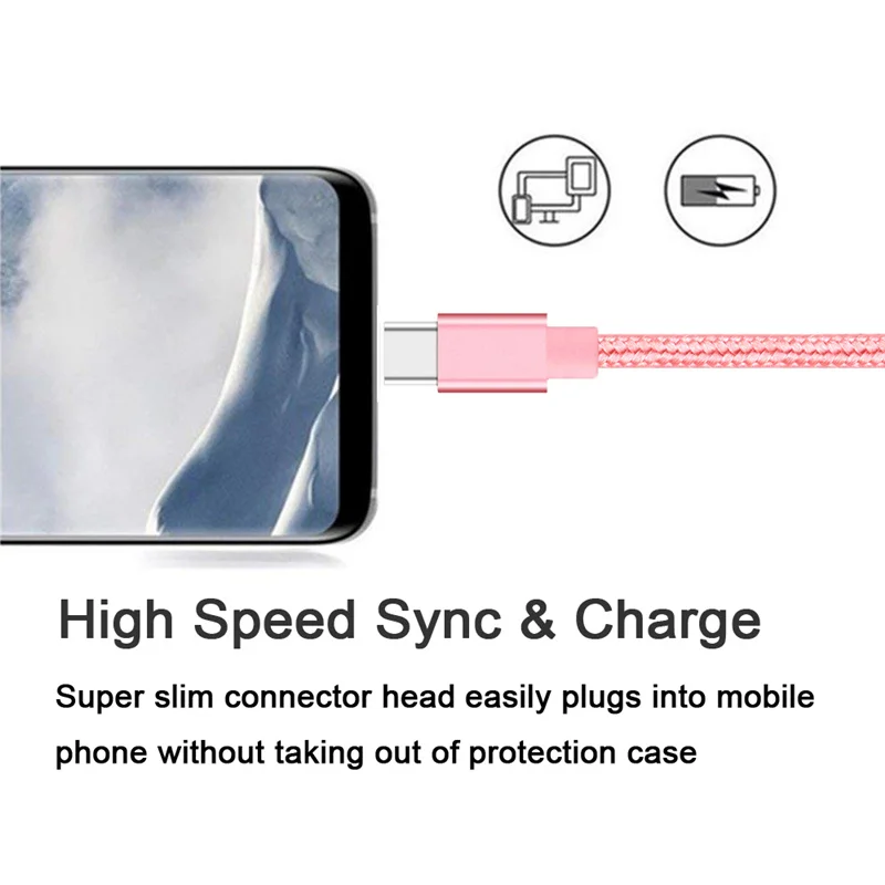 Hot sales Fast charging Nylon braided type c usb Data Charger Cord for iPhone  Type-C USB cable