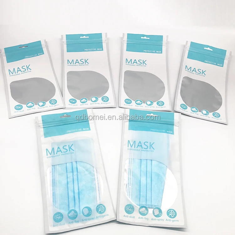 
In stock transparent Plastic Ziplock Pouch Face Mask Packaging Bag nice design 