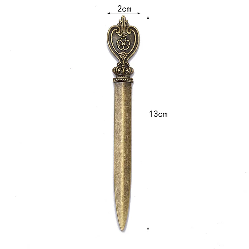 Винтажные офисные принадлежности, бумажный картонный нож-конверт, Европейский ретро Бронзовый нож с пользовательским логотипом, металлический нож для открывания букв