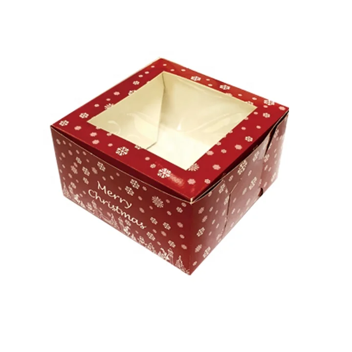 Оптовая Красная рождественская коробка с окном 10x10x5
