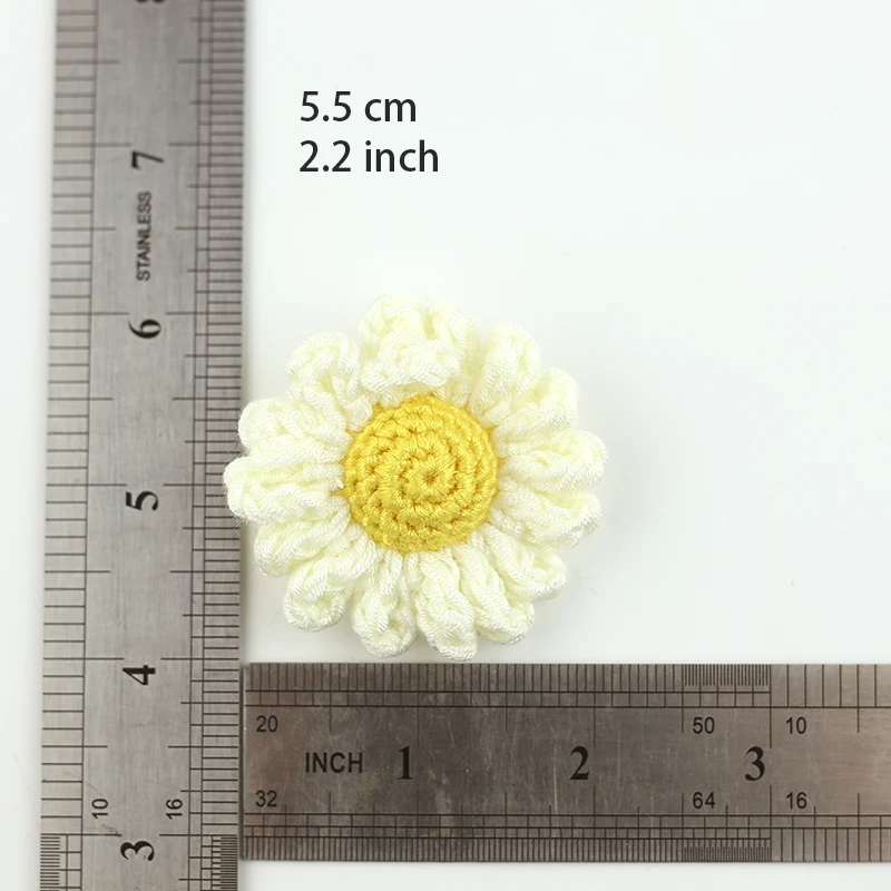yellow crochet sunflower 3D crochet flower handmade sew on flower DIY clothing hairband  bag accessories