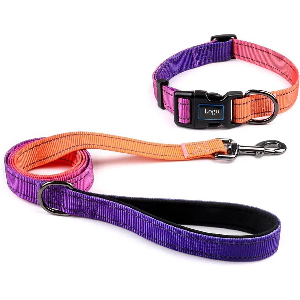 Manufacturer  Nylon Reflective Purple Martingale Adjustable Durable for Walking Playing Training Dog Collar Leash Set