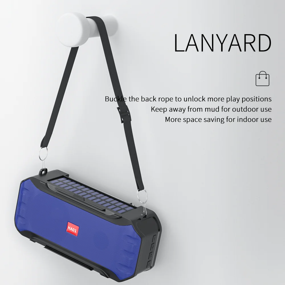 hot selling HA01 wireless speaker with solar charging outdoor portable with FM radio flash light torch tf card music play