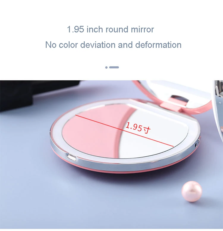 3x stool portable small cosmetic mirror USB charging round led makeup mirror