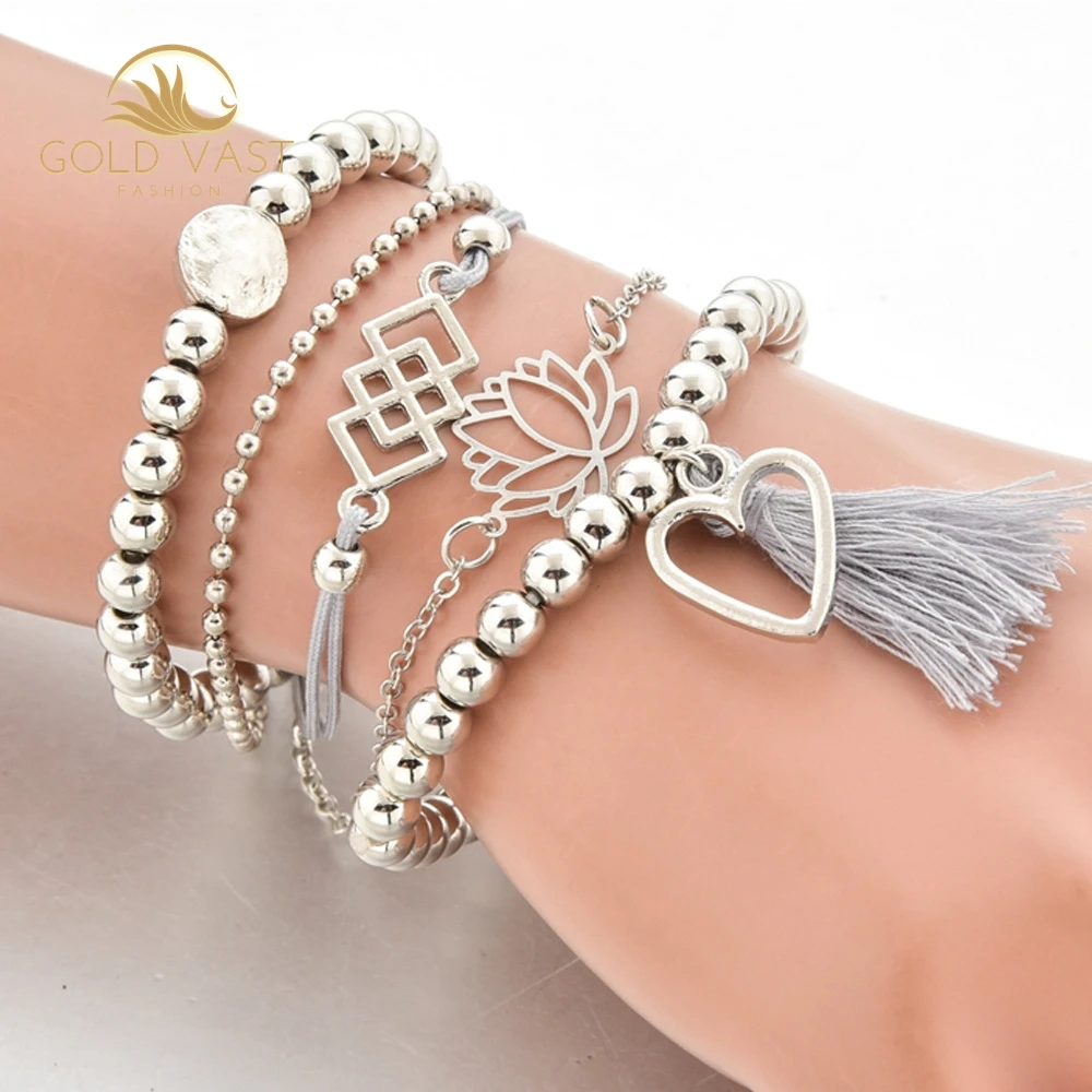 trendy stainless steel gold plated bracelets & bangles bracelets sets alloy charm bracelet in zinc alloy jewelry bijou bijoux or