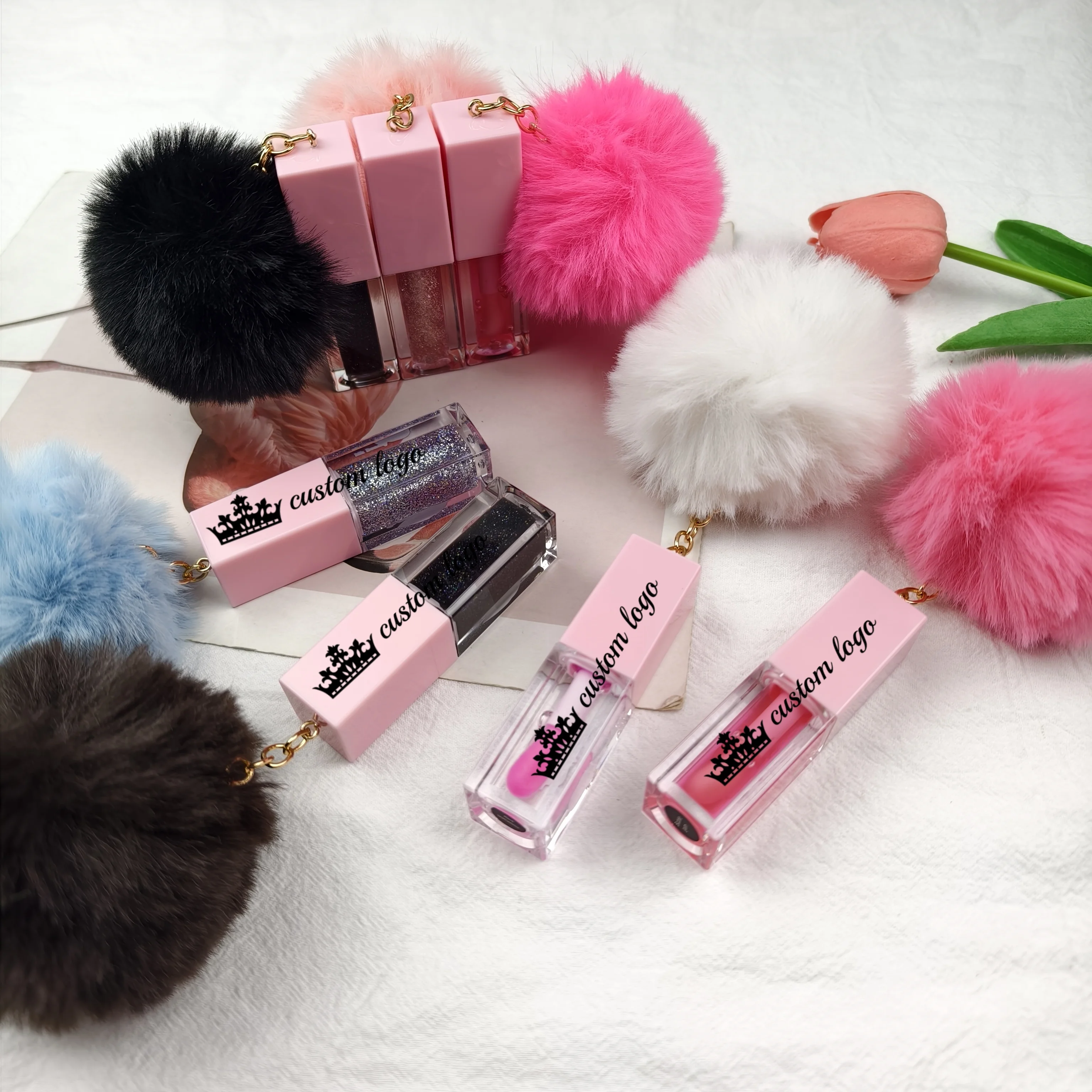 2024 New Design Plumper Flavoring Lip Oil Fruit Tint Glow Private Label Color Changing Lip Gloss Key Chain Lip Oils