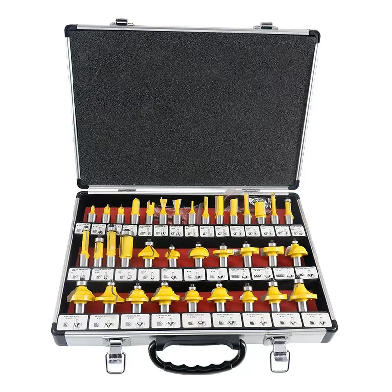 Wholesale 1 / 4 handle woodworking milling cutter set woodworking carving electromechanical wood milling