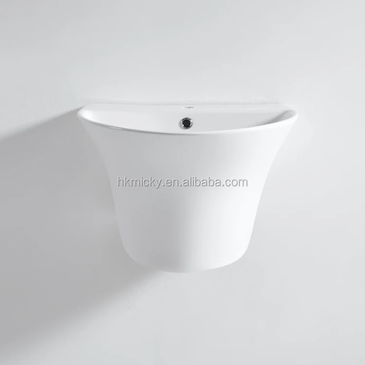 Porcelain wash basin semi pedestal wall hang sinks cheaper price basin with fixing screw