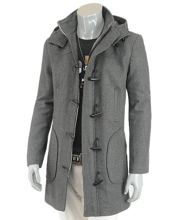 OEM Newly style mens wool trench coat with hood FASHION style man slim fit trench coat