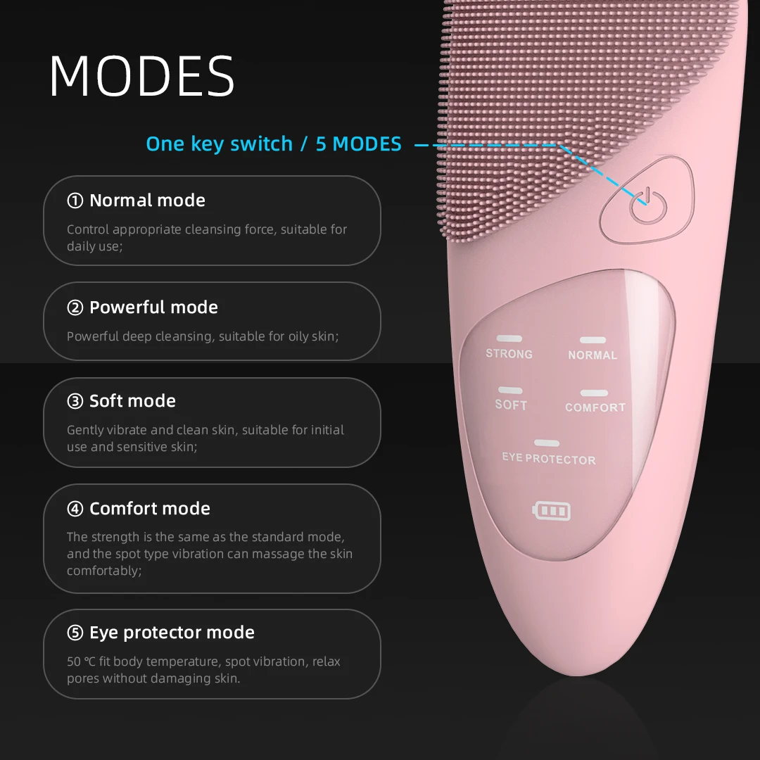 Facial Cleansing Brush with Hot Compress Eye Massager 2023 NEW Product Waterproof Deep Pore Cleaning Ultrasonic Silicone 3 in 1
