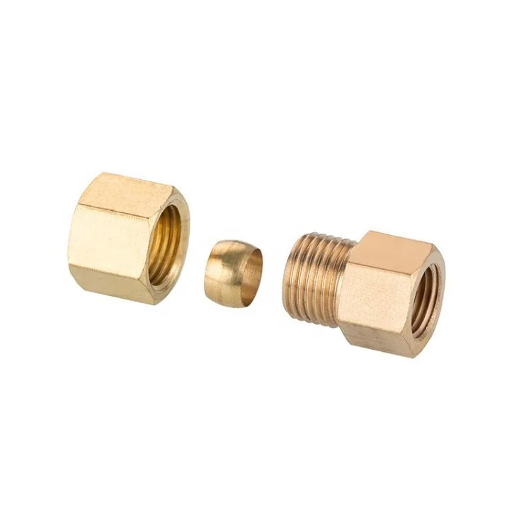 Lead Free Brass Union Tube  1/4  3/8 Compression Fitting