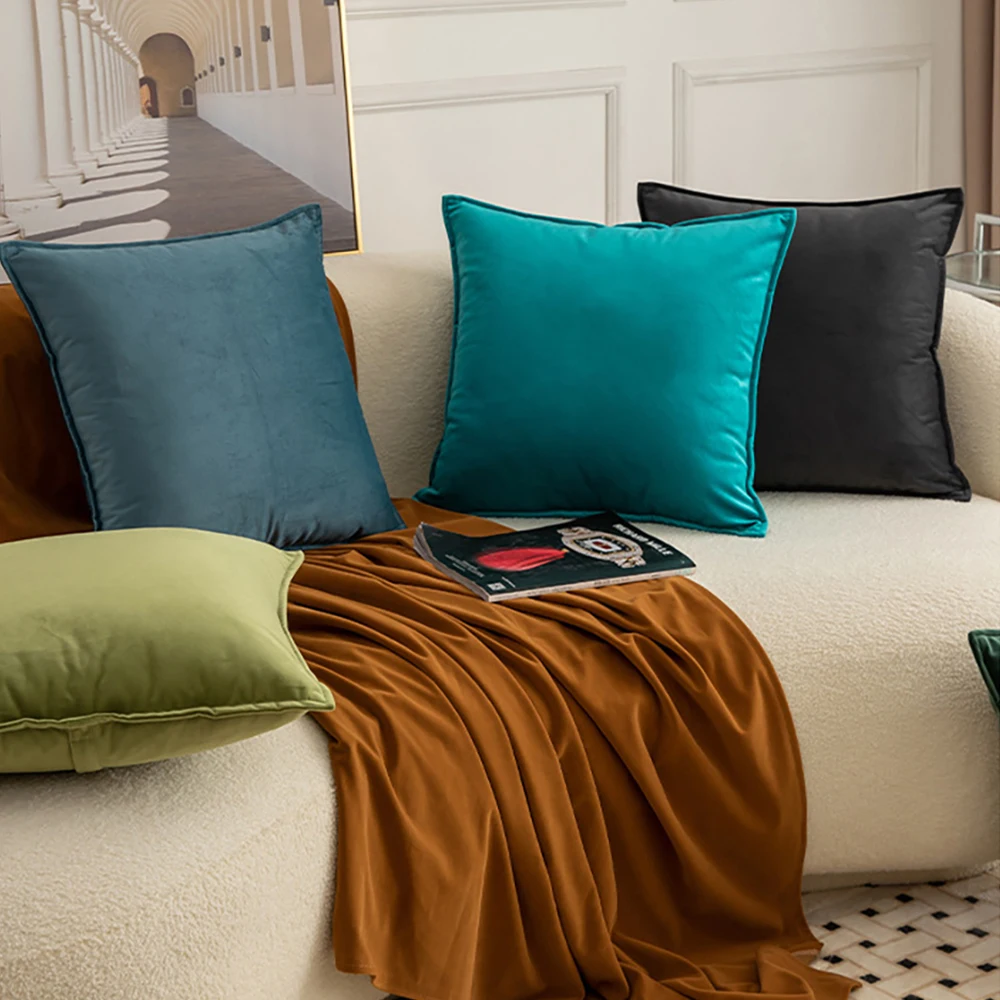 Custom size Velvet throw pillowcase for hotel All Seasons throw pillow Linen Pillowcase set cushion cover with Zip