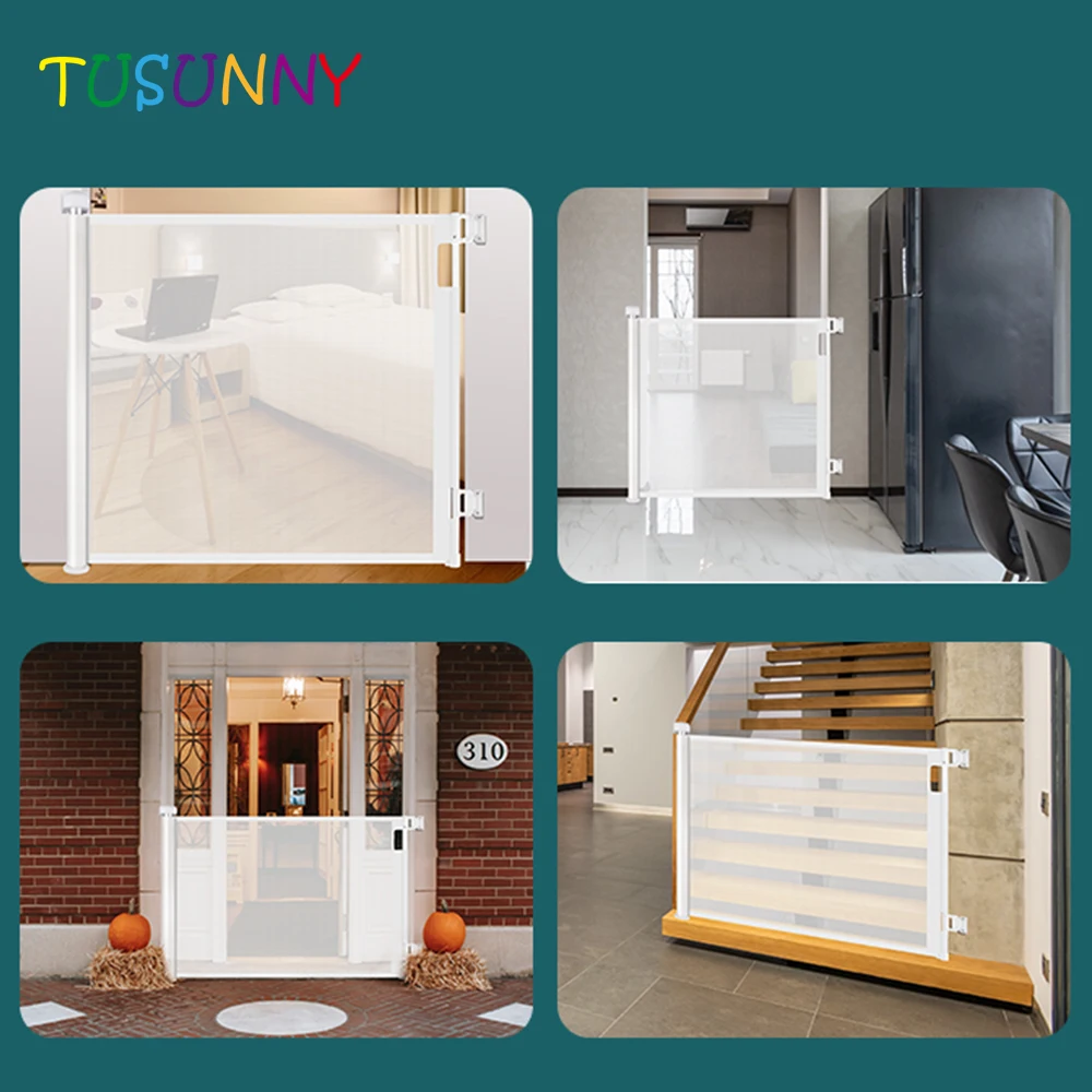Retractable Baby Gate Child Safety Indoor/Outdoor Retractable Baby Gate Pet Barrier Gate