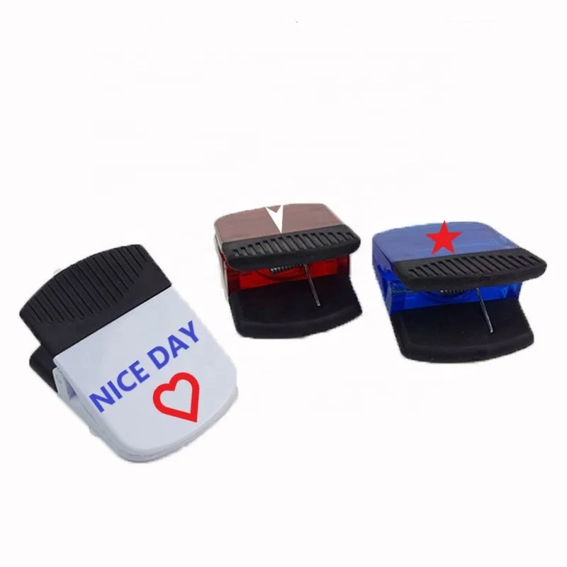 Customized logo plastic magnetic memo clips, magnetic binder paper clips with high quality