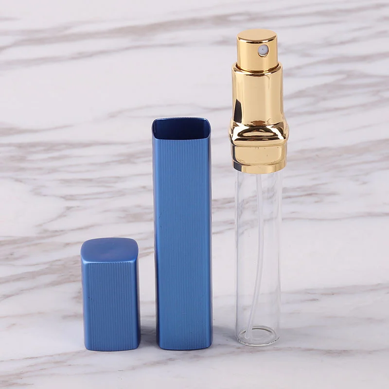 Perfume Bottle Refillable12ml Luxury Cosmetic Small Glass Lined Spray Bottle Take it with you Pink Blue Gold Silver Black Brown