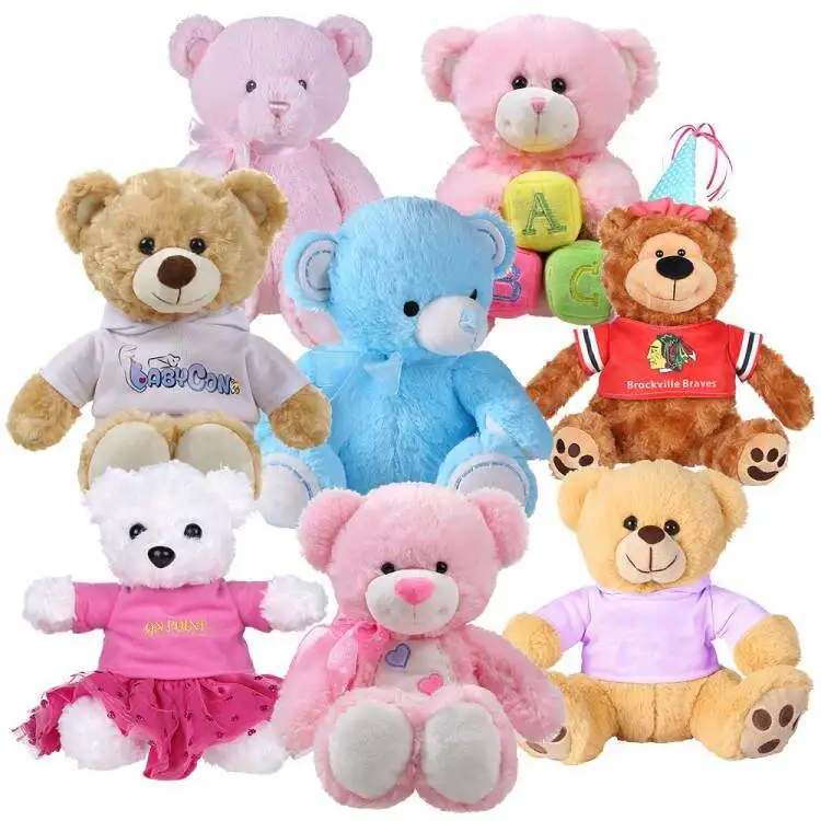 Wholesale High Quality Little White Teddy Bear Soft Toy With Red Clothes Custom Cute Small Plush Stuffed Animal Teddy Bear Toys