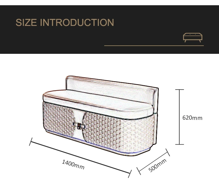 Modern European Bedroom Furniture Bed End Stool Solid Wood Frame Leather Luxury Bed End Stool Bench