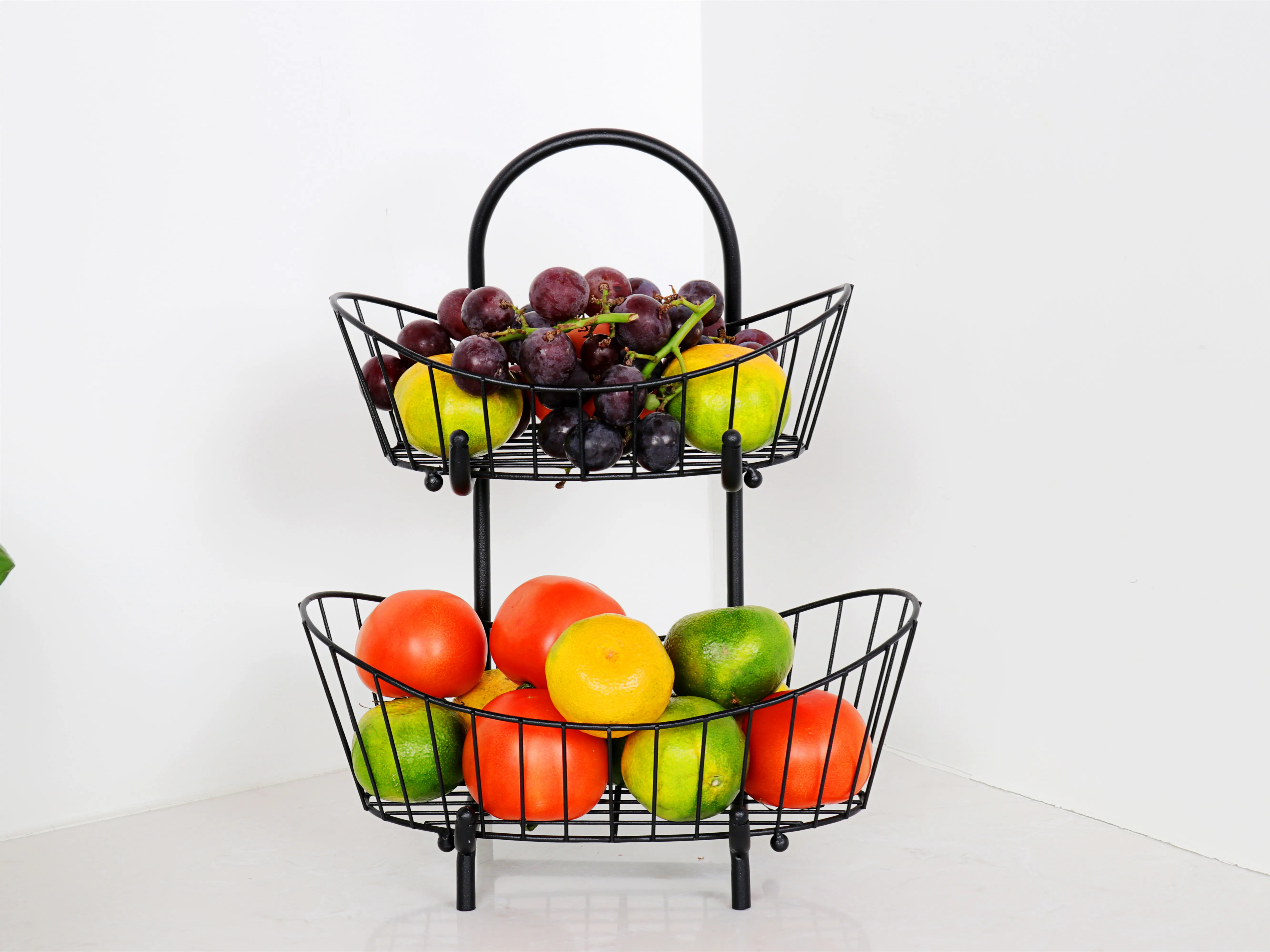 Tea table retractable  luxury 2 tier metal stainless steel fruit basket