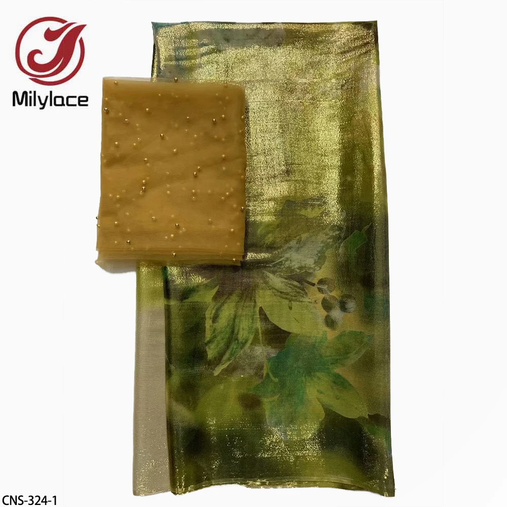 Элегантная Цветочная вышивка жоржет, мягкая итальянская парча из натурального шелка с золотыми нитями