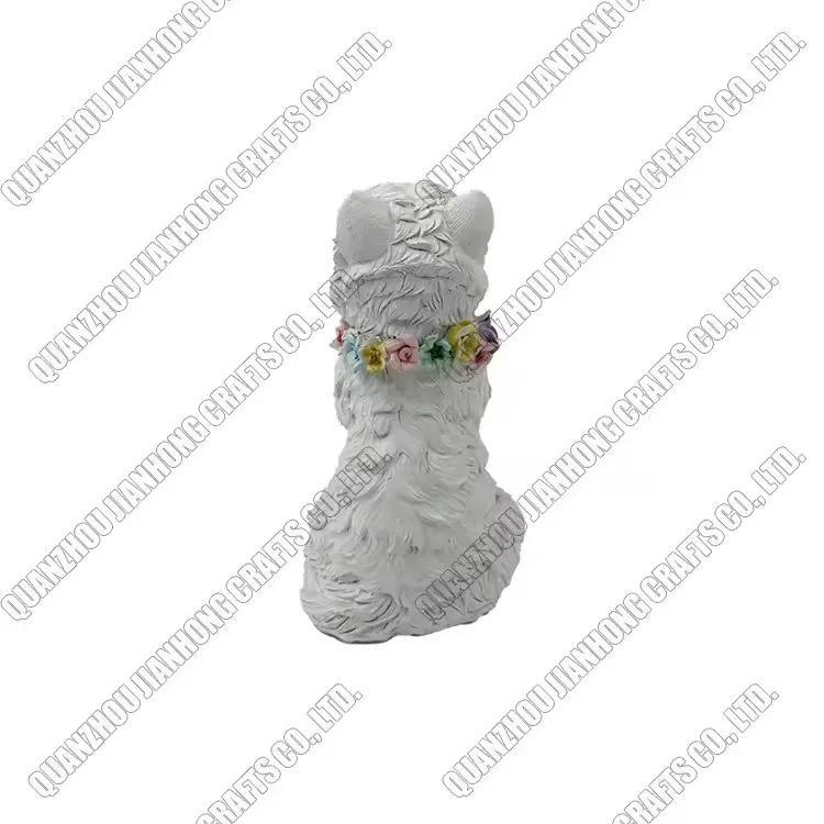 Outdoor White Terrier Dog Statue Animal Welcome Sign Cute Garden Home Decor