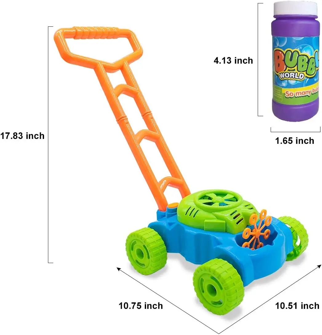 Bubble Lawn Mower Kids Bubble Blower Maker Machine Indoor Outdoor Push Backyard Gardening Toys
