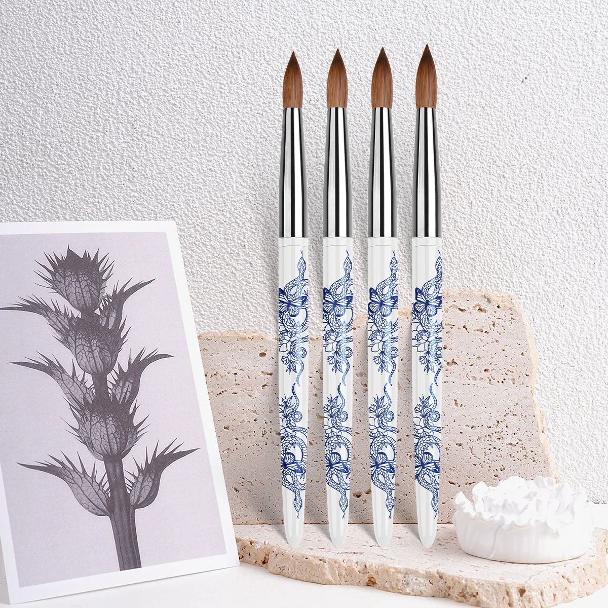 2025 Luxury USA Size Acrylic Brush Kolinsky Snake Printing Metal Handle 100% Kolinsky Acrylic Nail Brush