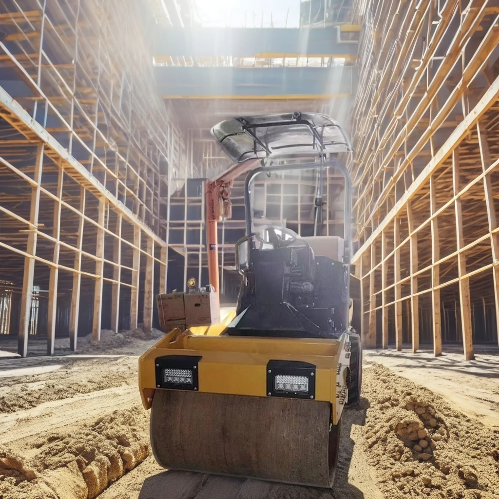 Industrial Hydraulic Mini Remote Control Soil Compaction Ride on Vibrating Double Drum Compactor Road Roller With Light