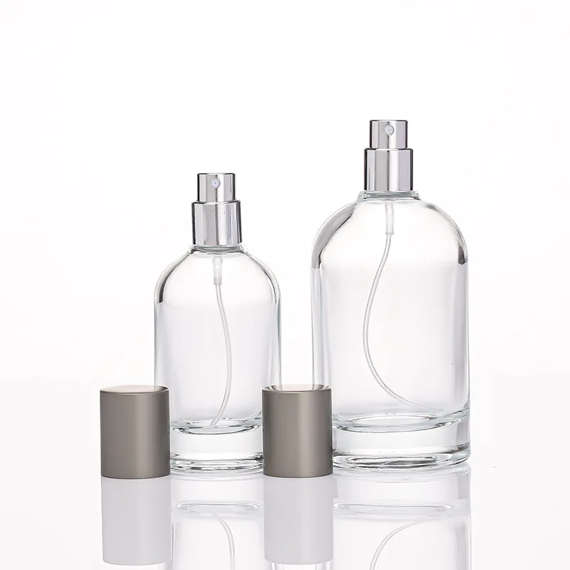 Custom Round Empty Clear Fragrance Glass Perfume Bottle 30ml 50ml 100ml Perfume Spray Glass Bottles With Cap