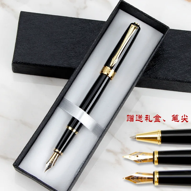 Custom luxury gold nibs black hero fountain pen with box