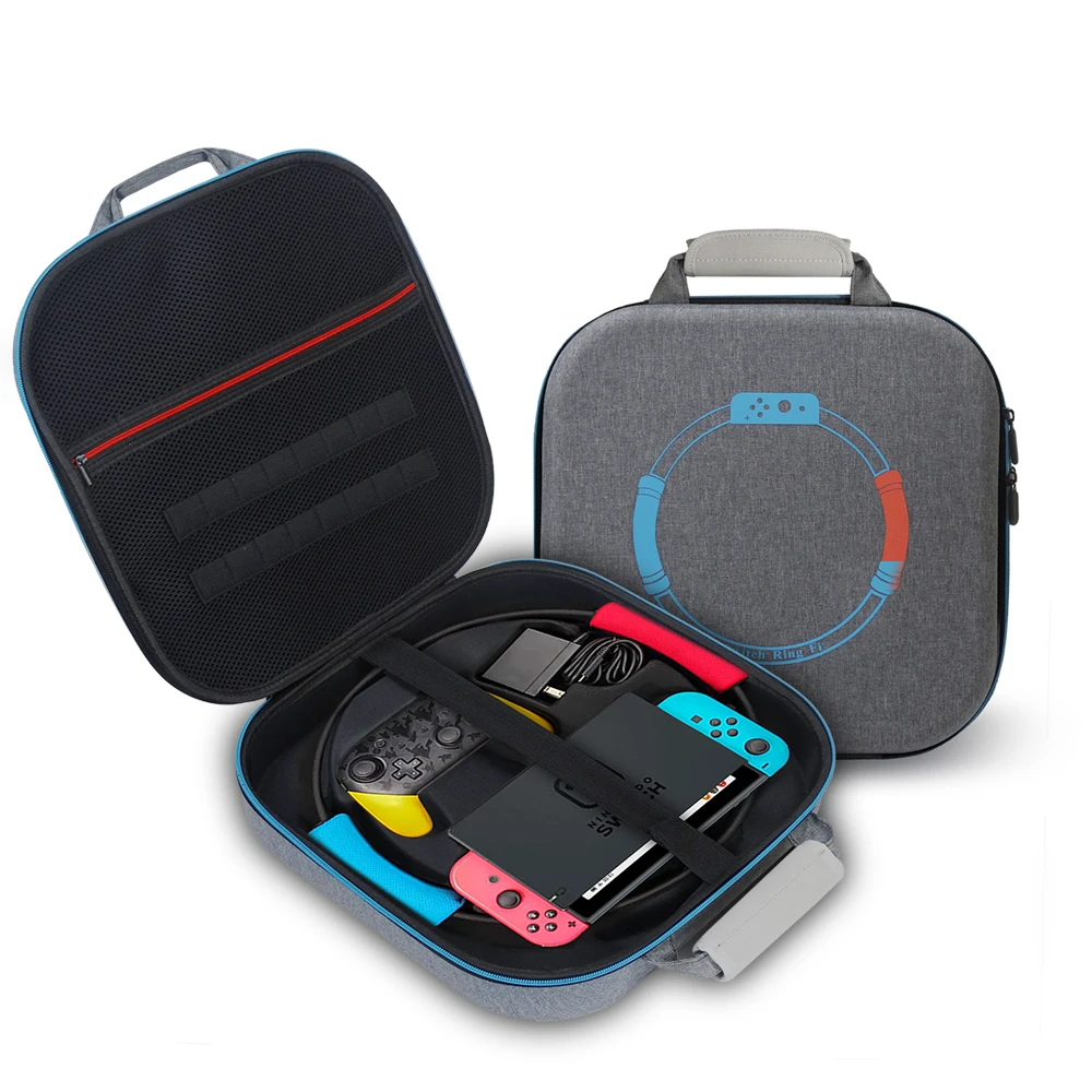 Carrying Case for Nintendo Switch Ring Fit Adventure Ring-Con Handbag Clarge Shockproof Bag with 10 Game Card for Switch Console