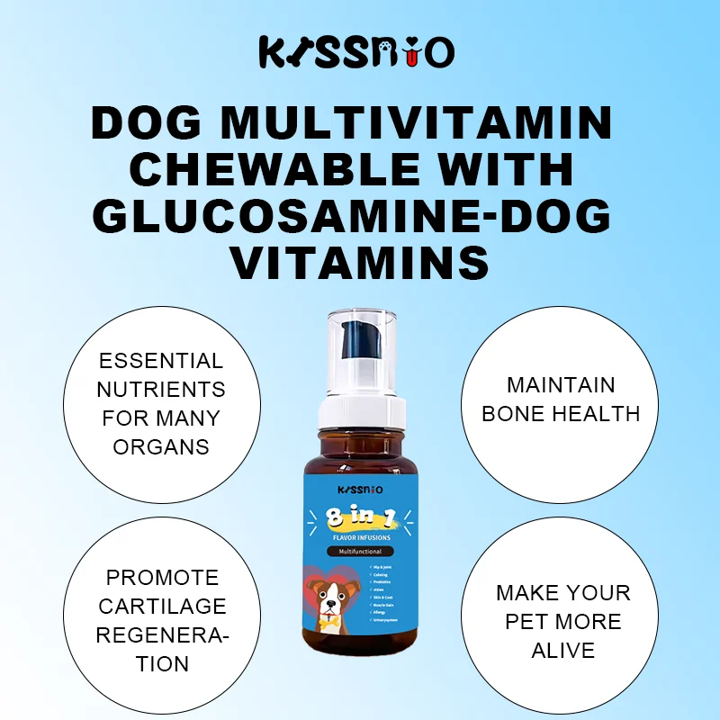 Custom Dog Multivitamin Liquid13-In-1 Dog Vitamins Extra Strength to Improve Dog Digestive Immune Skin Coat Bone Joints Health
