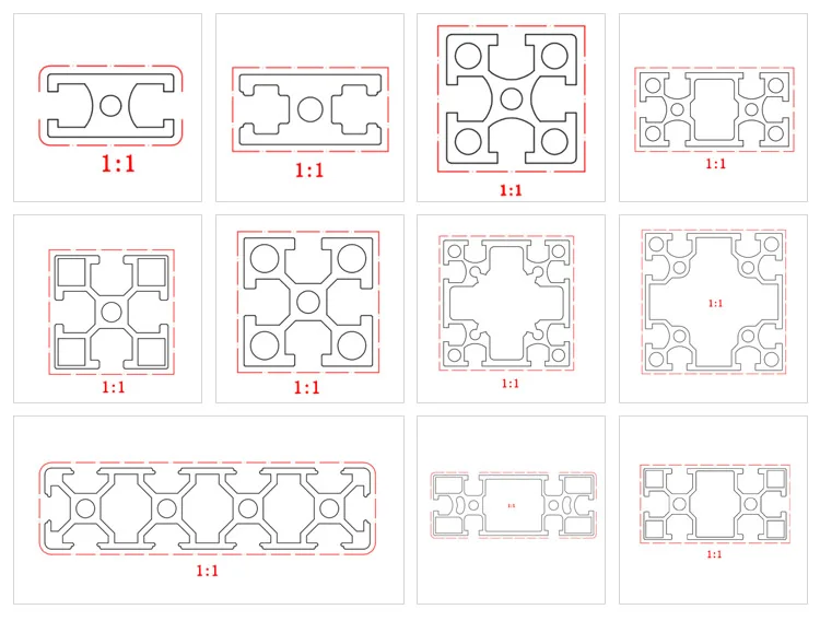 Industrial custom Bangladesh aluminum extrusion black anodized 6063 t slot aluminium profiles
