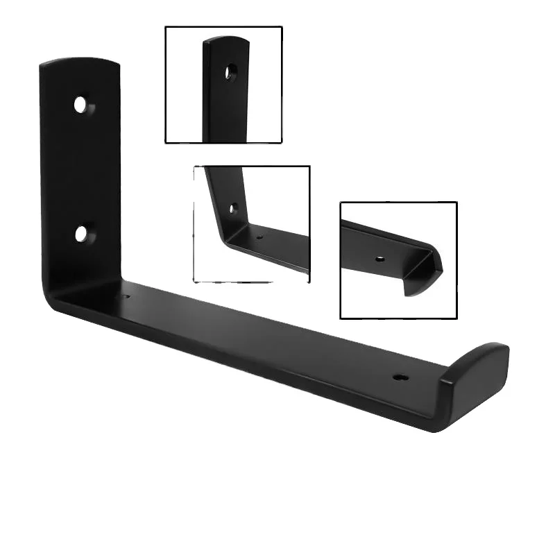 Black Shelf Bracket 12 Inch Floating Shelf Bracket Heavy Duty 1/5 Inch Thick L Bracket for Shelves