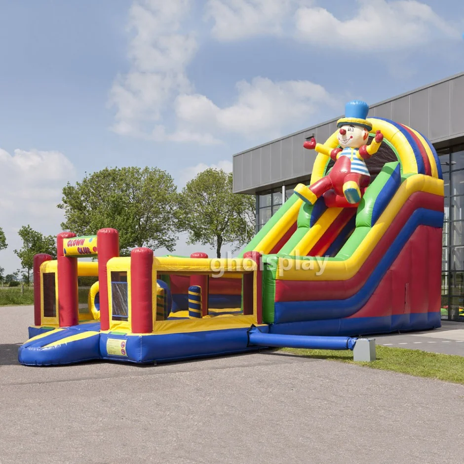  custom commercial funny clown kids bouncy bouncer inflatable slide bounce