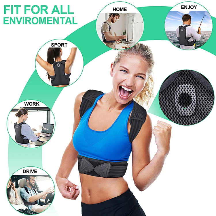 Vibrating Back Posture Corrector Belt Adjustable with Smart Sensor for Men and Women
