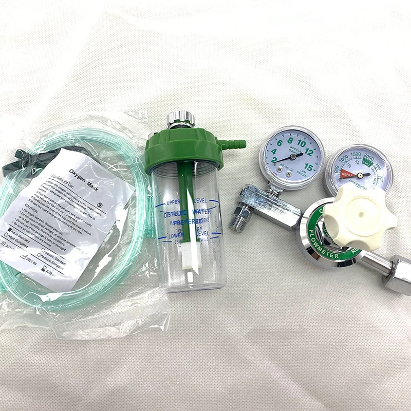 High flow oxygen tank regulator portable oxygen inhaler