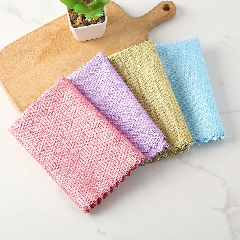 Wholesale Fish scale design cloth kitchen cleaning cloth, absorbent and not easy to lose hair, soft skin microfiber towel