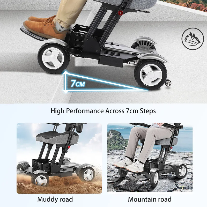 chaise handicape Mobility Scooter Handicapped Motorized Portable Folding  Electric Wheelchair Scooter